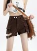K Sexy Strappy Denim Workwear Shorts For Spicy Women, Slimming Pants_mkmklike.com