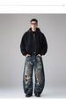 American Trendy Brand Washed Old Ink Splashing Tie-dye Ripped Scimitar Jeans Men's Spring New Wide-leg Trousers Tide_mkmklike.com