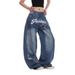 American Retro High Street Star Embroidered Jeans For Women Summer New Loose Casual Scimitar Women's Floor-Length Pants_mkmklike.com