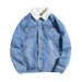 Denim Jacket Men's Thickened Lamb Wool Jacket Autumn And Winter Loose Large Size_mkmklike.com