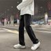 Nordmann Men's Flared Jeans New High Street Washed Retro Casual Pants American Style Loose Straight Black Long Trousers_mkmklike.com