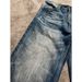 Men's Clothing Retro Dark Blue Lightning Cracked Jeans Loose Wide Leg Pants Straight Flared Design For Men And Women_mkmklike.com