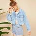 Vintage Distressed Denim Jacket For Women With Fringe Details, Cotton Blend, Streetwear Fashion_mkmklike.com