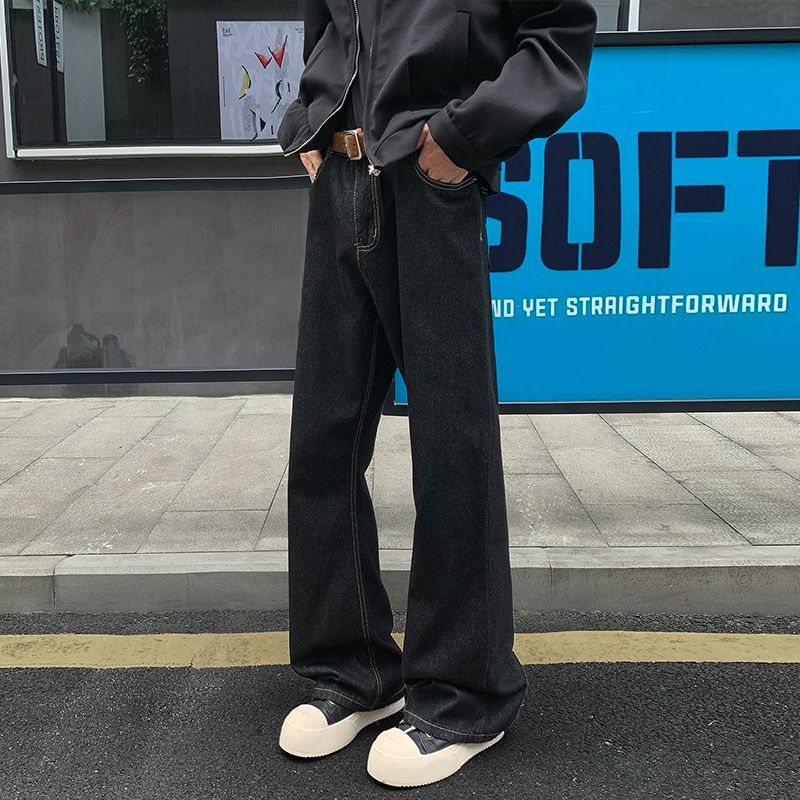 American Retro Raw Denim Jeans For Men, New Autumn Trendy Plus-size Slim-fit Cleanfit Flared Pants_mkmklike.com