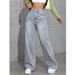 Women's High Waisted Straight Leg Casual Pants - Summer Loose Fit Trousers In Blue, Gray-Blue & Pink_mkmklike.com