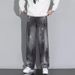 Men's Streetwear Splatter Paint Stretch Denim Jeans Vintage Washed Effect Tapered Fit Black Sizes 28 - 35_mkmklike.com