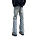 Unisex Flared Jeans Bamboo Pattern High Street Style Spring Clean Fit Versatile Straight Leg Trousers_mkmklike.com