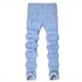Men's Slim Fit Stretch Jeans Multi Layered Blue Skinny Jeans Suitable For All Seasons_mkmklike.com