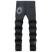 Men's Stretch Denim Jeans With Fashion Print Slim Fit Straight Leg Trousers For Casual Wear_mkmklike.com