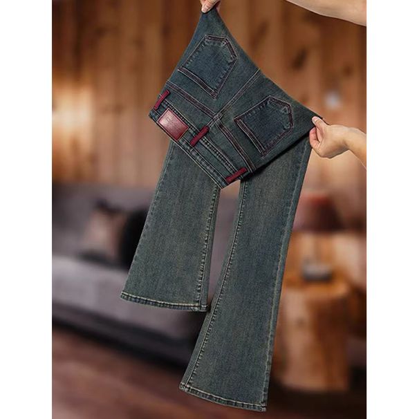 Retro High Waist Flared Jeans For Women Plus Size Slimming Stretchy Youthful Trousers Spring Autumn New Style_mkmklike.com