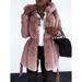 Women's fur coat Women's belted hooded solid color zipper jacket_mkmklike.com