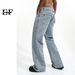 EF JEANS | 2023 New American Retro White Slightly Pulled Pants Slim Washed Straight Wide-leg Jeans Men_mkmklike.com