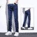 Men's Stretch Denim Jeans, Comfortable Straight Leg Trousers For Business Casual & Daily Wear Soft Washed Fabric Feel_mkmklike.com