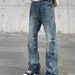 American Style Washed Vintage Cleanfit Jeans For Men Straight Leg Slightly Flared High Street Vibe Slim Fit Long Pants_mkmklike.com