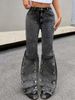 Women’s Clothing Detachable Snap Jeans For Women Retro Design Three Dimensional Fashion Splicing Flared Pants_mkmklike.com