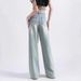 Rhinestone-studded Starry Denim Flared 2025 New Model, Finely Crafted Light Blue High-waisted Slimming Versatile Fitted_mkmklike.com