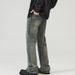 Men's American Retro Casual Pleated Whiskered Loose Fitting Jeans Trendy Brand Vibe Wide Leg Straight Leg Jeans_mkmklike.com