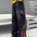 Men's Clothing Men's High End Straight Leg Jeans Loose Fit Fashionable Distressed Colorful Graffiti Wide Leg Dirty Pants For Spring Autumn_mkmklike.com