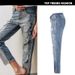Women's Clothing Mid Waist Loose Straight Denim Nine Point Pants Popular Metallic Color Embroidered Beads Washed Old Holes_mkmklike.com