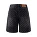 Men's Washed Jacquard Shorts Ripped Jeans Loose Fitting plus Size Wide Leg Pants American High Street Trendy Clothing_mkmklike.com