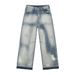 Men's Clothing Niche High Street Vibe Heavy Ink Splashing White Personality Raw Edge Distressed Jeans_mkmklike.com