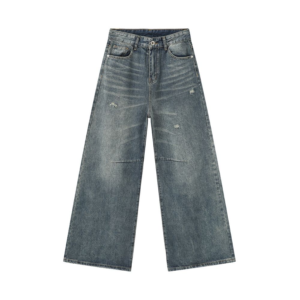 New Product, American High Street Destruction Wind Worn Mopping Washed Jeans_mkmklike.com