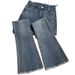 Retro Blue Frayed Flare Jeans High Waist Slimming Petite Elastic Pants for Women Flash Sale_mkmklike.com