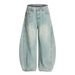 American Vintage Washed Denim Scimitar Men's Punk Three-Dimensional Deconstructed Design Wide-Leg Loose Long Pants_mkmklike.com