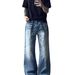 Men's Vintage Washed Straight-Leg Jeans - Retro American Style Loose Fit Denim Pants For Casual Streetwear_mkmklike.com