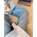 New Autumn Blue Embroidered Rhinestone Jeans For Women, Plus Size, High-waisted, Slimming, Wide-leg, Casual, Versatile_mkmklike.com