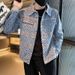 Floral Denim Spring And Autumn New Trend Korean Style Fashion Men's Jacket Top_mkmklike.com