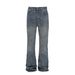 WHOOWAP Vintage Washed Flared Jeans Distressed Details Classic Blue 90s Retro Streetwear Denim S-L 95% Cotton_mkmklike.com