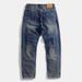 Men's Vintage Distressed Cotton Jeans Loose Straight Leg Casual Workwear Autumn Trousers Washed Patched Denim_mkmklike.com