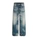 Washed Distressed White Denim Straight-Leg Pants Men's Street Style Punk Frayed Vintage Loose Wide-Leg Trousers_mkmklike.com