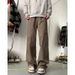 Men's Trendy Brown Retro Denim Jeans Loose Straight Leg High Street American Style Multi Pocket Cargo Casual Trousers_mkmklike.com