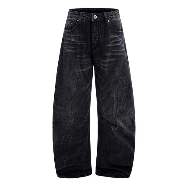 Washed Vintage Punk Oversized Denim Scimitar Men's Street Style Versatile Loose Casual Long Pants_mkmklike.com