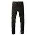 Unisex Cleanfit Stacked Flared Jeans, Matte Black Plain, Breathable For Summer_mkmklike.com