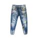 Men's Trendy Ripped And Distressed Skinny Jeans Korean Style Slim Fit Unique Fashionable Splatter Paint Autumn Winter Trousers_mkmklike.com