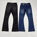 High-Waisted Flared Denim Jeans with Distressed Splatter Paint Design Stretch Comfort Black-Gray Blue Streetwear Style_mkmklike.com