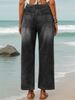 K New Women's Jeans Button Elastic Loose Denim Cropped Pants_mkmklike.com