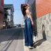 In-stock Vintage Blue Embroidered Straight-leg Jeans Women, High-waisted, Spring, Floor-length, Loose Wide-leg Pants,_mkmklike.com