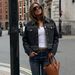 Women's Clothing Black Studded Short Denim Jacket Slim Fit Spring Fashion Versatile Workwear Streetwear_mkmklike.com