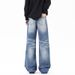 Hand-Sanded 3D Cat Whisker Washed Jeans For Men – Relaxed A-Line Fit, High-Waisted Tall Stretch, Vintage Streetwear Essential_mkmklike.com