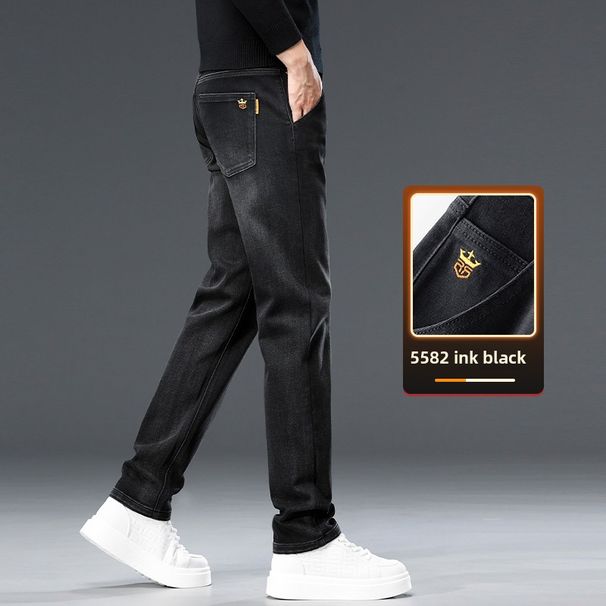 Thickened Men's Jeans Loose Straight Pants Stretch Casual Pants_mkmklike.com