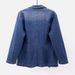 Women's Slim Fit Denim Blazer Jacket Single Button Open Front Casual Elegant Office Wear_mkmklike.com
