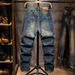 Men's Wide Leg Jeans Loose Straight Patchwork Trendy Non-Stretch Long Pants_mkmklike.com