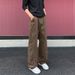 Casual Slanted Cut Jeans For Men, Autumn Trendy High Street Loose Straight Wide-leg Cleanfit Casual Pants_mkmklike.com