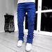 "Men's Patchwork Slim Fit Flared Jeans - Vintage High Street Style, Comfortable Cotton Denim Trousers For Casual & Trendy Outfits"_mkmklike.com