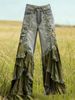 Women's Retro Print High-Waisted Slimming Jeans Faux Denim Style Comfortable Casual Leg Lengthening Effect_mkmklike.com