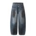 Style Color-Block Scimitar Jeans For Men Loose American Street Fashion Vibe Washed Versatile Wide-Leg Long Pants_mkmklike.com